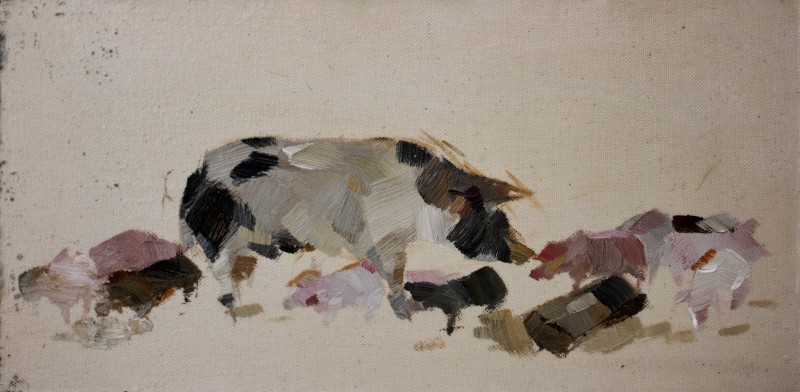 "Etude. Pleinair. Animals" by Daniela Nemțanu, oil on canvas