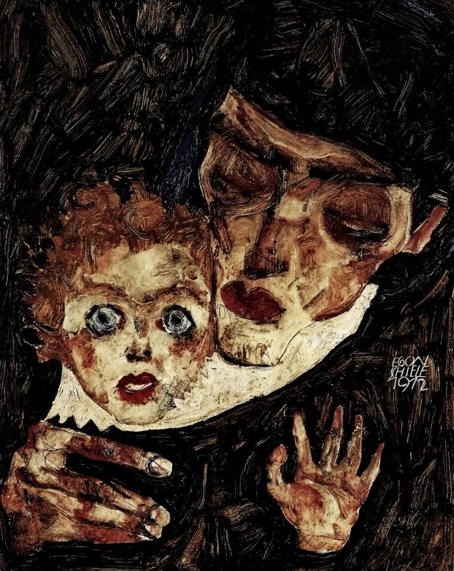 "Painting. Gypsum, head, hands, feet" by Egon Schiele
