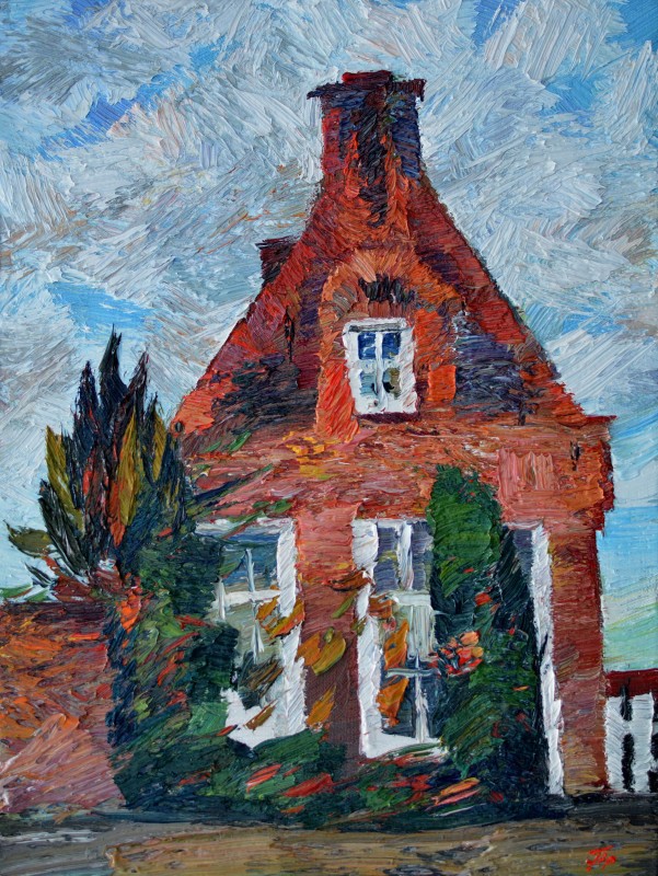 "Old house with rowanberry. Wassenaar" by Оксана Цип, 2020, 400x300mm, масло / холст