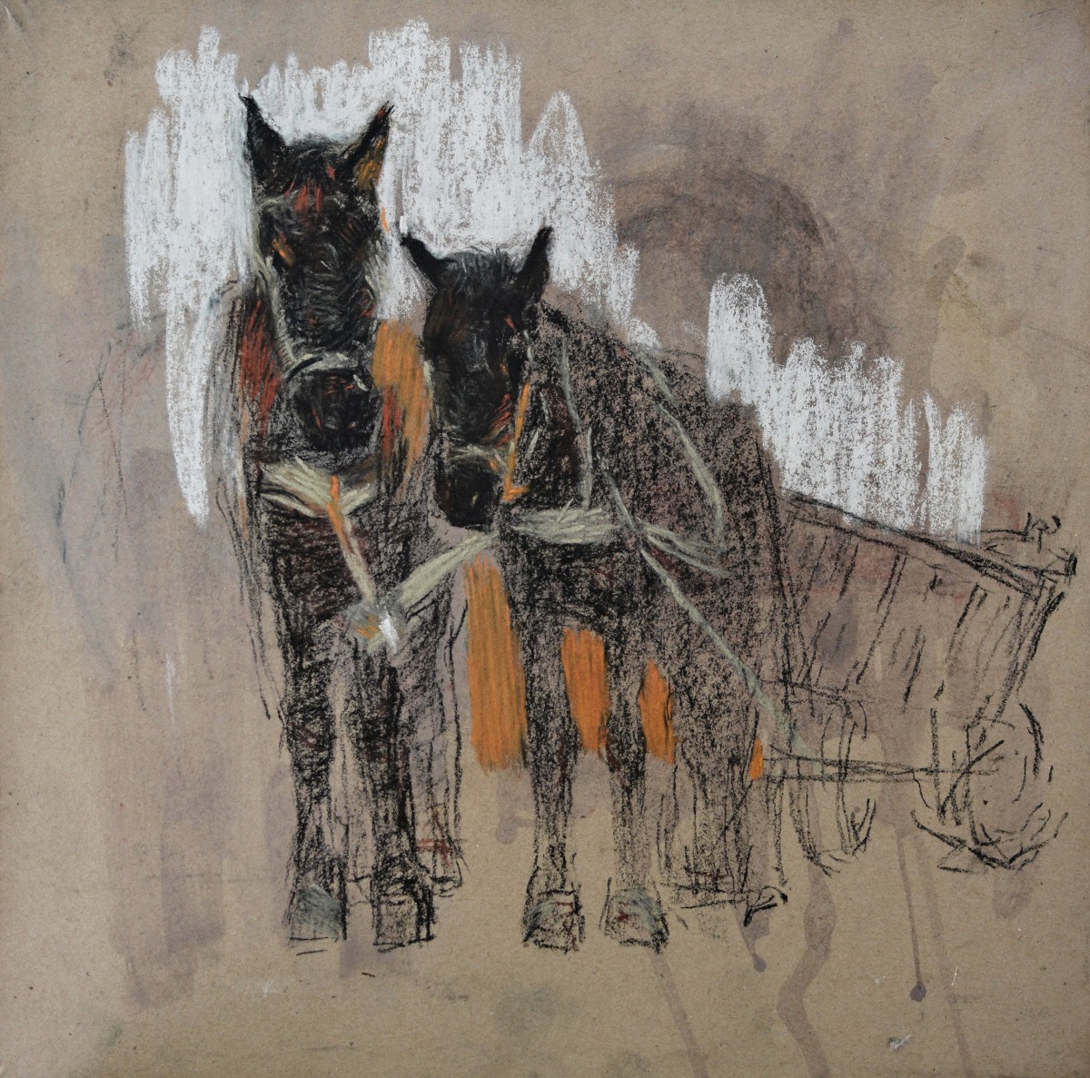 "Рисунок. Пленэр. Продолжительный" by Едуард Леаху, 420x420mm, соус и пастель / бумага