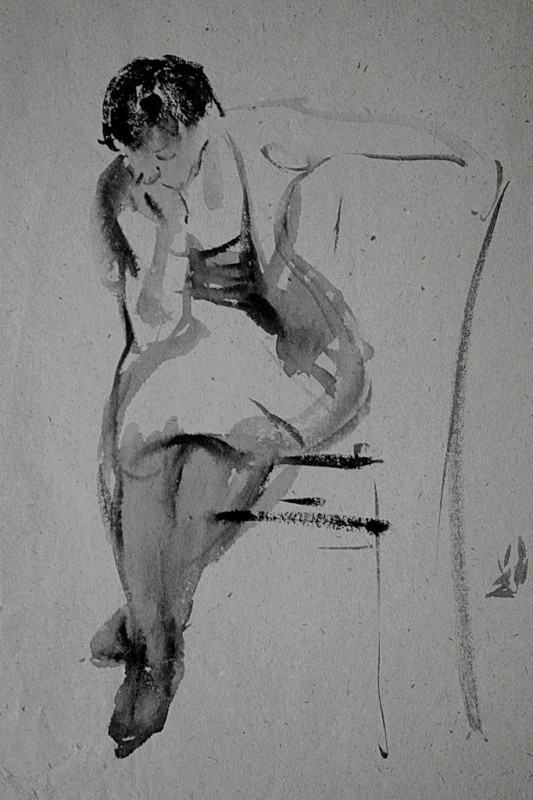 "Рисунок. Фигура / полуфигура" by Гхеоргхе Врабие, карандаш / бумага