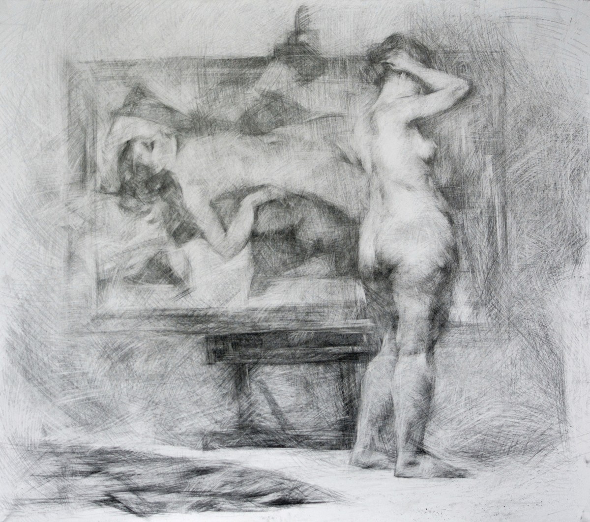 "Рисунок. Обнаженка. Продолжительный" by Доина Мындреан, 700x800mm, карандаш / бумага