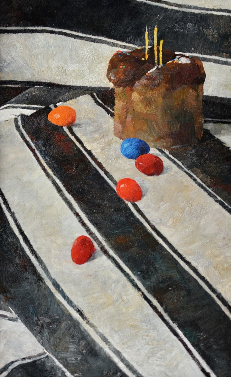 "Natură statică de Paști" by Veaceslav Uzun, 2017, oil on canvas