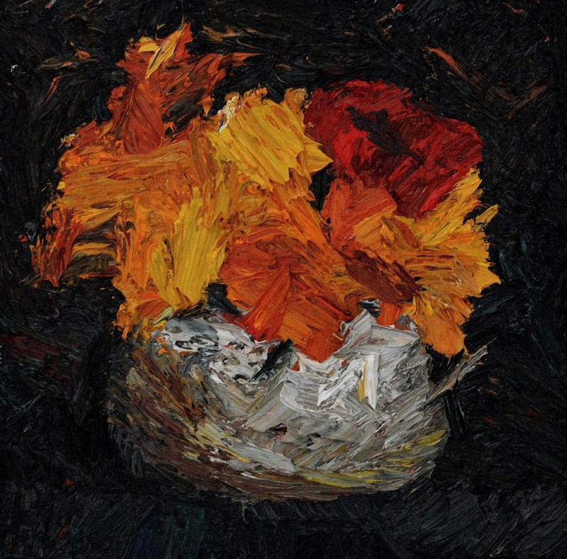"Studiu. Natură statică cu flori" by Vlada Cibuc, 2013, oil on canvas