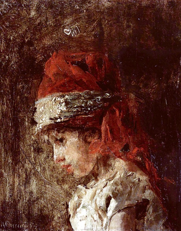 "Pictură. Portret" by Antonio Mancini, ulei pe pânză